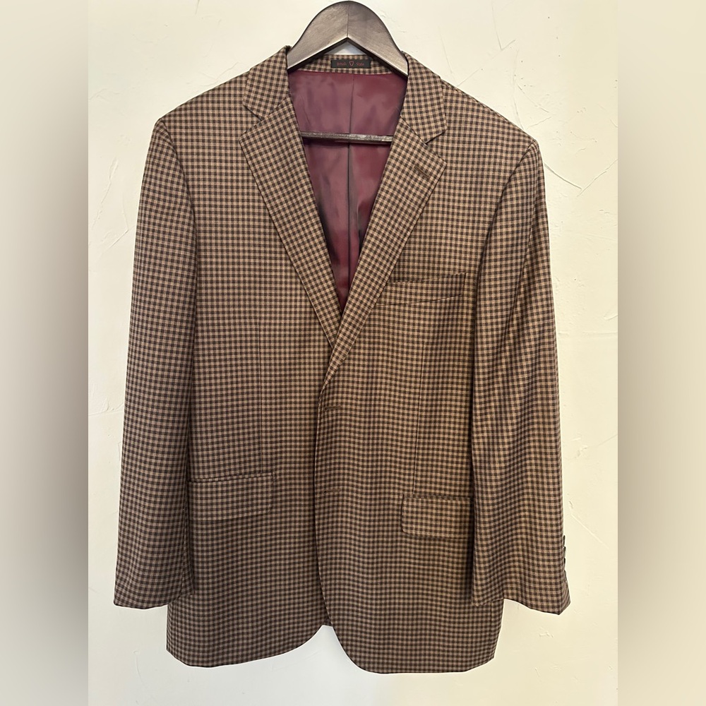 Byron | Men's Brown Checkered Blazer, 42R